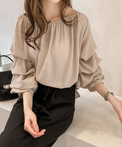SallyLunn(サリーラン)の「ギャザーフリルスリーブブラウス(シャツ/ブラウス・レディース・ベージュ/ピンク/ブルー・MEDIUM/LARGE)」の14枚目の写真