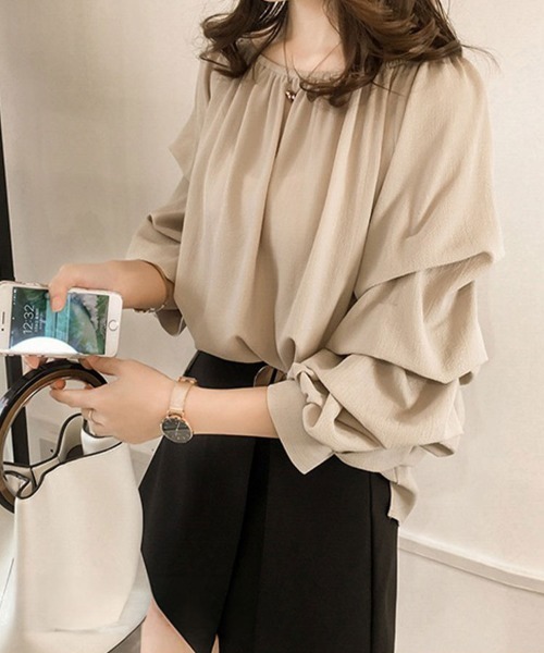 SallyLunn(サリーラン)の「ギャザーフリルスリーブブラウス(シャツ/ブラウス・レディース・ベージュ/ピンク/ブルー・MEDIUM/LARGE)」の17枚目の写真