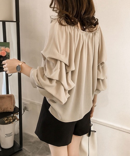 SallyLunn(サリーラン)の「ギャザーフリルスリーブブラウス(シャツ/ブラウス・レディース・ベージュ/ピンク/ブルー・MEDIUM/LARGE)」の18枚目の写真