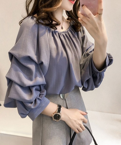 SallyLunn(サリーラン)の「ギャザーフリルスリーブブラウス(シャツ/ブラウス・レディース・ベージュ/ピンク/ブルー・MEDIUM/LARGE)」の9枚目の写真