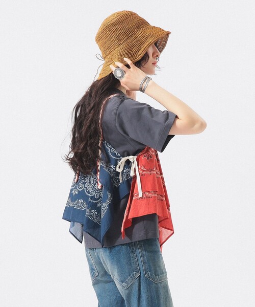 BEAMS BOY（ビームスボーイ）の「バンダナ プリント キャミ（キャミソール・レディース・レッド/ネイビー・ONE SIZE）」の6枚目の写真