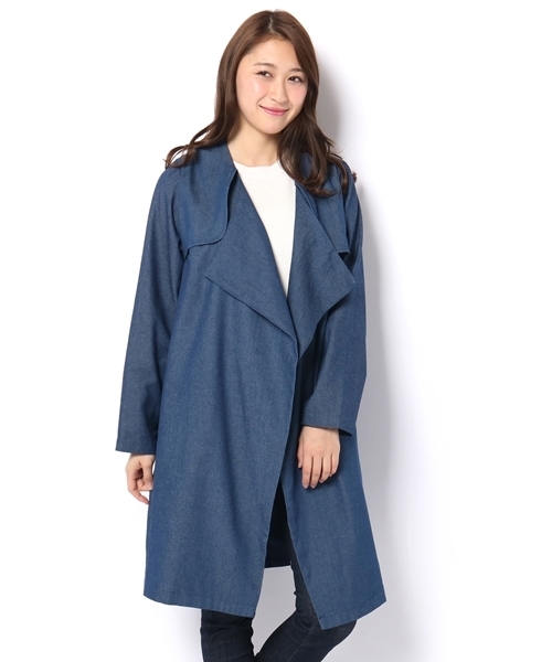 Chico（チコ）の「ドレープ衿ロングコート（トレンチコート・レディース・ベージュ/ライトベージュ/ネイビー・FREE）」の3枚目の写真