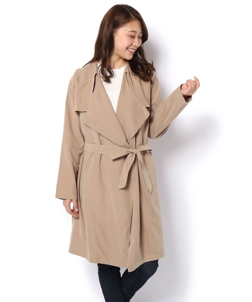 Chico（チコ）の「ドレープ衿ロングコート（トレンチコート・レディース・ベージュ/ライトベージュ/ネイビー・FREE）」の7枚目の写真