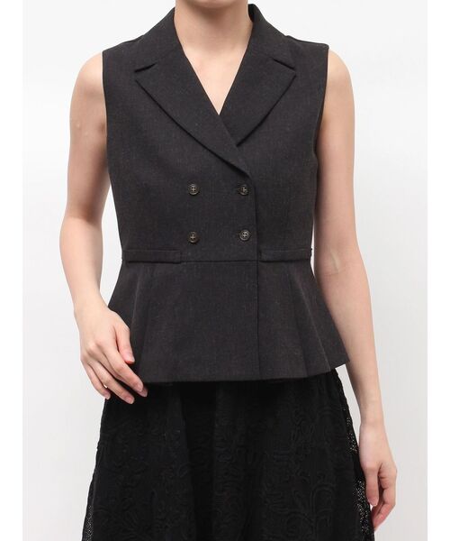 LAGUNAMOON（ラグナムーン）の「タックペプラムベスト（ベスト・レディース・チャコールグレー/アイボリー/モカ・FREE）」の2枚目の写真