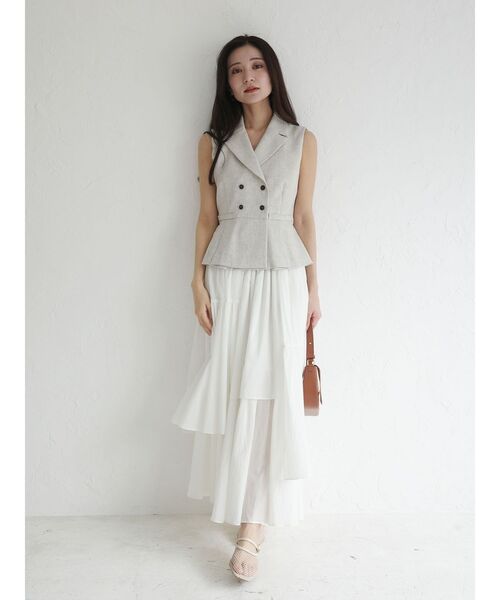 LAGUNAMOON（ラグナムーン）の「タックペプラムベスト（ベスト・レディース・チャコールグレー/アイボリー/モカ・FREE）」の15枚目の写真
