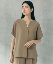 【セットアップ着用可】サマーセットアップ スキッパーブラウス