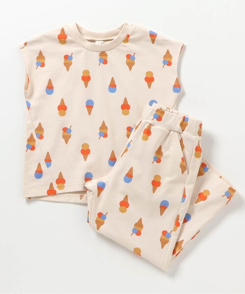 apres les cours（アプレレクール）の「【リンク/WEB限定】FUNNY総柄セットアップ（セットアップ・キッズ・その他3/キナリ/ストライプ/サックスブルー・70/80/90/100/110/120/130）」の2枚目の写真