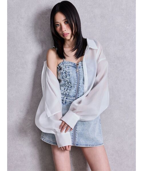 GYDA（ジェイダ）の「sacred edge cross ZIPスカートライクデニムミニワンピース（ワンピース・レディース・インディゴブルー/ライトブルー・MEDIUM/SMALL）」の15枚目の写真