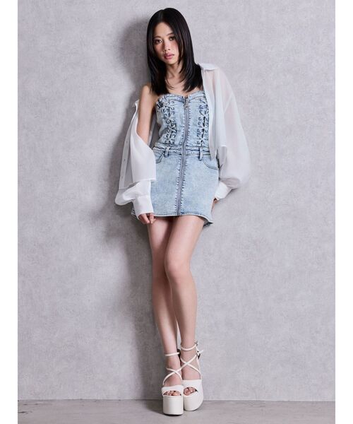 GYDA（ジェイダ）の「sacred edge cross ZIPスカートライクデニムミニワンピース（ワンピース・レディース・インディゴブルー/ライトブルー・MEDIUM/SMALL）」の19枚目の写真