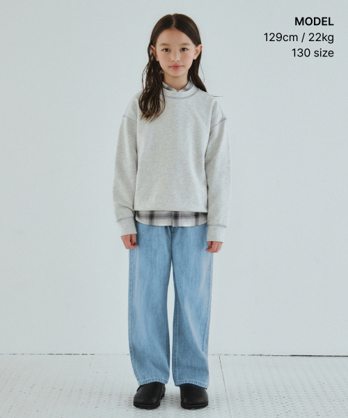 MUSINSA STANDARD KIDS（ムシンサスタンダードキッズ）の「リネンライクレギュラーフィットバンディングデニムパンツ[ライトインディゴ]（デニムパンツ・レディース・その他・110/120/130/140/150/160）」の2枚目の写真