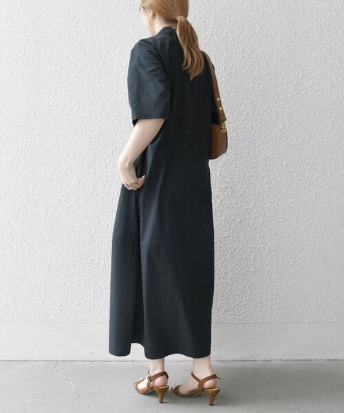 SHIPS any（シップス エニィ）の「SHIPS any:〈洗濯機可能〉タイプライター ボリューム シャツ ワンピース 2（シャツワンピース・レディース・ブラック/ブラウン系/イエロー・ONE SIZE）」の5枚目の写真