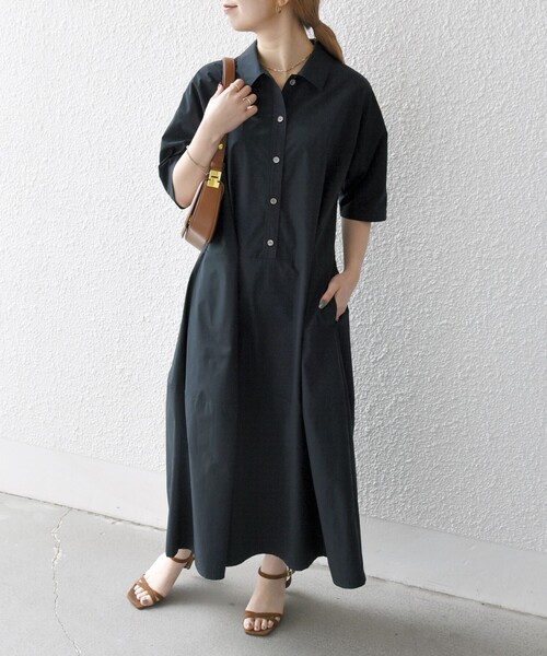 SHIPS any（シップス エニィ）の「SHIPS any:〈洗濯機可能〉タイプライター ボリューム シャツ ワンピース 2（シャツワンピース・レディース・ブラック/ブラウン系/イエロー・ONE SIZE）」の8枚目の写真