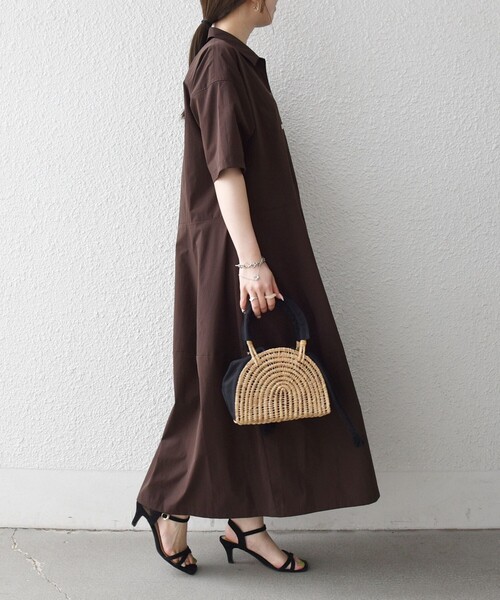 SHIPS any（シップス エニィ）の「SHIPS any:〈洗濯機可能〉タイプライター ボリューム シャツ ワンピース 2（シャツワンピース・レディース・ブラック/ブラウン系/イエロー・ONE SIZE）」の11枚目の写真