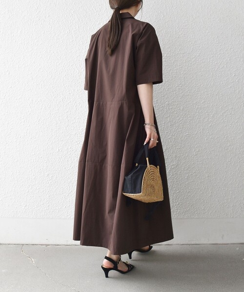 SHIPS any（シップス エニィ）の「SHIPS any:〈洗濯機可能〉タイプライター ボリューム シャツ ワンピース 2（シャツワンピース・レディース・ブラック/ブラウン系/イエロー・ONE SIZE）」の12枚目の写真