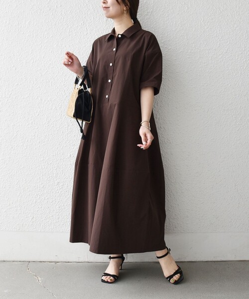 SHIPS any（シップス エニィ）の「SHIPS any:〈洗濯機可能〉タイプライター ボリューム シャツ ワンピース 2（シャツワンピース・レディース・ブラック/ブラウン系/イエロー・ONE SIZE）」の14枚目の写真