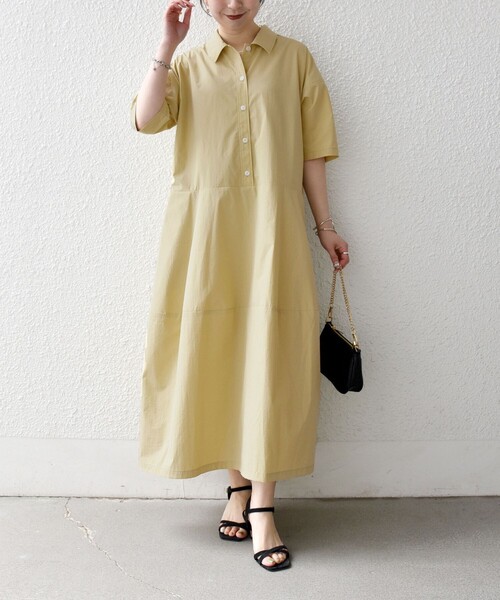 SHIPS any（シップス エニィ）の「SHIPS any:〈洗濯機可能〉タイプライター ボリューム シャツ ワンピース 2（シャツワンピース・レディース・ブラック/ブラウン系/イエロー・ONE SIZE）」の16枚目の写真