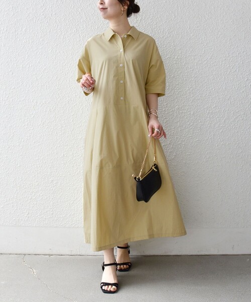 SHIPS any（シップス エニィ）の「SHIPS any:〈洗濯機可能〉タイプライター ボリューム シャツ ワンピース 2（シャツワンピース・レディース・ブラック/ブラウン系/イエロー・ONE SIZE）」の18枚目の写真