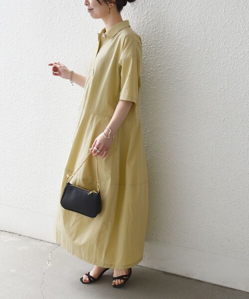 SHIPS any（シップス エニィ）の「SHIPS any:〈洗濯機可能〉タイプライター ボリューム シャツ ワンピース 2（シャツワンピース・レディース・ブラック/ブラウン系/イエロー・ONE SIZE）」の19枚目の写真