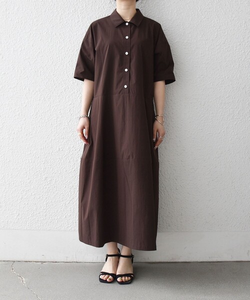 SHIPS any（シップス エニィ）の「SHIPS any:〈洗濯機可能〉タイプライター ボリューム シャツ ワンピース 2（シャツワンピース・レディース・ブラック/ブラウン系/イエロー・ONE SIZE）」の22枚目の写真