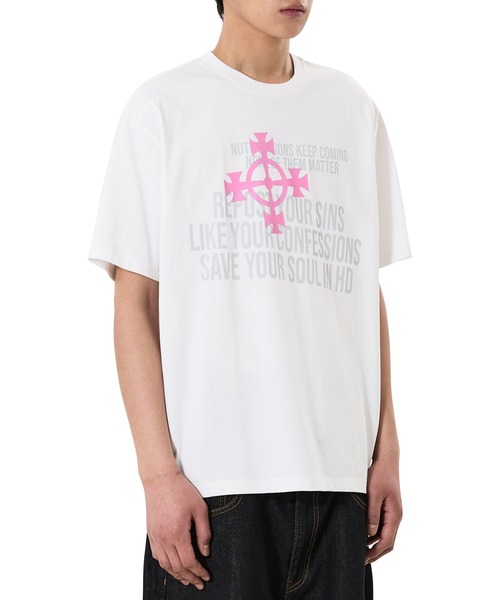 OY(オーワイ)の「『OY/オーワイ』CROSS NOTIFICATIONS TEE/クロスノーティフィケーションズTシャツ(Tシャツ/カットソー・メンズ・ホワイト/ブラック・M/L)」の9枚目の写真