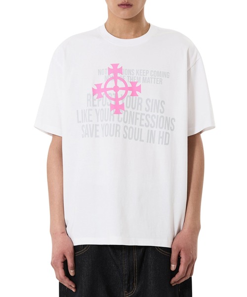 OY(オーワイ)の「『OY/オーワイ』CROSS NOTIFICATIONS TEE/クロスノーティフィケーションズTシャツ(Tシャツ/カットソー・メンズ・ホワイト/ブラック・M/L)」の8枚目の写真