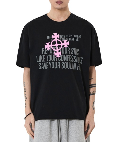 OY(オーワイ)の「『OY/オーワイ』CROSS NOTIFICATIONS TEE/クロスノーティフィケーションズTシャツ(Tシャツ/カットソー・メンズ・ホワイト/ブラック・M/L)」の3枚目の写真
