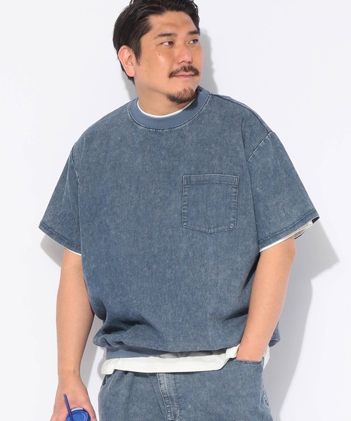 B&T CLUB（ビーティークラブ）の「Tシャツ 半袖 メンズ 大きいサイズ BREEZE DENIM デニム クルーネック カットソー B＆T CLUB (ビーアンドティークラブ)（Tシャツ/カットソー・メンズ・ネイビー/ダークグレー・X3(6L～7L)/X2(4L～5L)/X1(3L～4L)）」の2枚目の写真