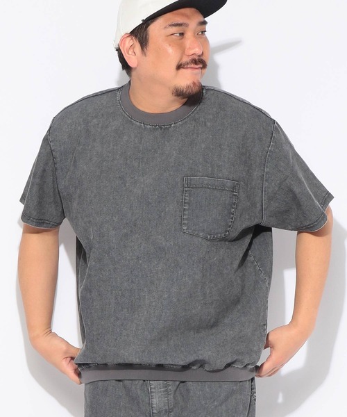 B&T CLUB（ビーティークラブ）の「Tシャツ 半袖 メンズ 大きいサイズ BREEZE DENIM デニム クルーネック カットソー B＆T CLUB (ビーアンドティークラブ)（Tシャツ/カットソー・メンズ・ネイビー/ダークグレー・X3(6L～7L)/X2(4L～5L)/X1(3L～4L)）」の3枚目の写真