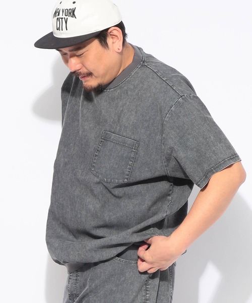 B&T CLUB（ビーティークラブ）の「Tシャツ 半袖 メンズ 大きいサイズ BREEZE DENIM デニム クルーネック カットソー B＆T CLUB (ビーアンドティークラブ)（Tシャツ/カットソー・メンズ・ネイビー/ダークグレー・X3(6L～7L)/X2(4L～5L)/X1(3L～4L)）」の7枚目の写真