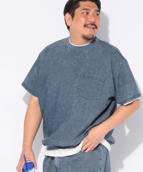 B&T CLUB（ビーティークラブ）の「Tシャツ 半袖 メンズ 大きいサイズ BREEZE DENIM デニム クルーネック カットソー B＆T CLUB (ビーアンドティークラブ)（Tシャツ/カットソー・メンズ・ネイビー/ダークグレー・X3(6L～7L)/X2(4L～5L)/X1(3L～4L)）」の11枚目の写真