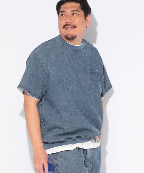 B&T CLUB（ビーティークラブ）の「Tシャツ 半袖 メンズ 大きいサイズ BREEZE DENIM デニム クルーネック カットソー B＆T CLUB (ビーアンドティークラブ)（Tシャツ/カットソー・メンズ・ネイビー/ダークグレー・X3(6L～7L)/X2(4L～5L)/X1(3L～4L)）」の13枚目の写真
