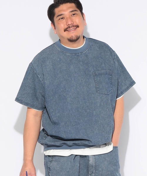 B&T CLUB（ビーティークラブ）の「Tシャツ 半袖 メンズ 大きいサイズ BREEZE DENIM デニム クルーネック カットソー B＆T CLUB (ビーアンドティークラブ)（Tシャツ/カットソー・メンズ・ネイビー/ダークグレー・X3(6L～7L)/X2(4L～5L)/X1(3L～4L)）」の14枚目の写真