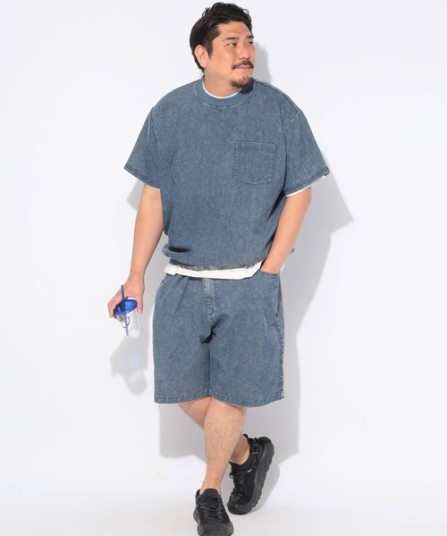 B&T CLUB（ビーティークラブ）の「Tシャツ 半袖 メンズ 大きいサイズ BREEZE DENIM デニム クルーネック カットソー B＆T CLUB (ビーアンドティークラブ)（Tシャツ/カットソー・メンズ・ネイビー/ダークグレー・X3(6L～7L)/X2(4L～5L)/X1(3L～4L)）」の15枚目の写真