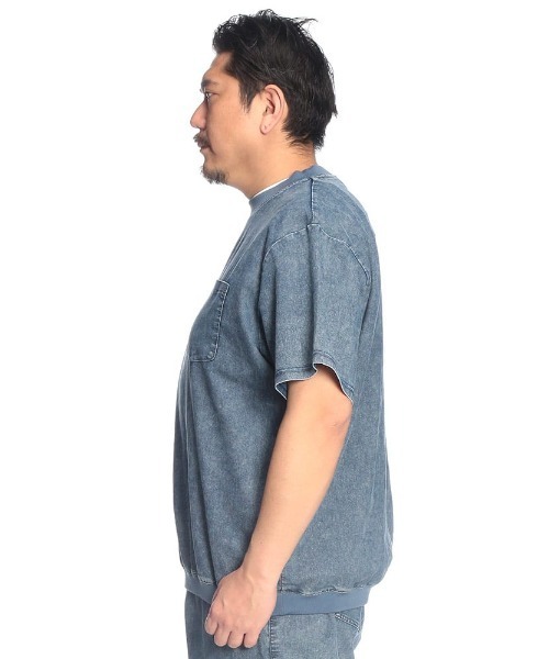 B&T CLUB（ビーティークラブ）の「Tシャツ 半袖 メンズ 大きいサイズ BREEZE DENIM デニム クルーネック カットソー B＆T CLUB (ビーアンドティークラブ)（Tシャツ/カットソー・メンズ・ネイビー/ダークグレー・X3(6L～7L)/X2(4L～5L)/X1(3L～4L)）」の16枚目の写真