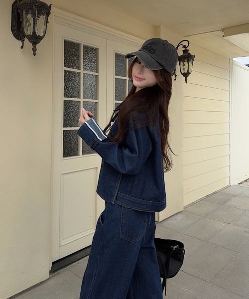 FAVORITO(ファヴォリート)の「デニムジャケットワイドパンツセットアップ(セットアップ・レディース・ダークブルー・XL/L/M)」の8枚目の写真