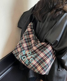 Retro logo checkered shoulder bag