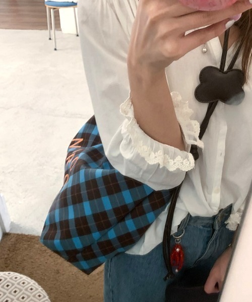 Vipoa（ヴィポア）の「Retro logo checkered shoulder bag（ショルダーバッグ・レディース・ブラック/グリーン/ブルー・FREE）」の9枚目の写真