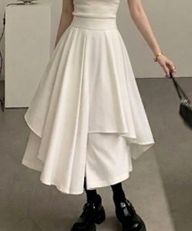 アシンメトリー レイヤード ボリューム フレアスカート