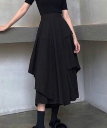 アシンメトリー レイヤード ボリューム フレアスカート