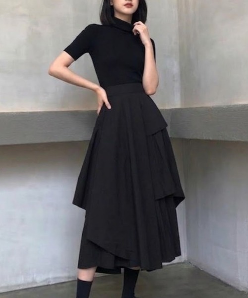 SHEPP（シープ）の「アシンメトリー レイヤード ボリューム フレアスカート（スカート・レディース・ホワイト/ブラック・M/L）」の17枚目の写真