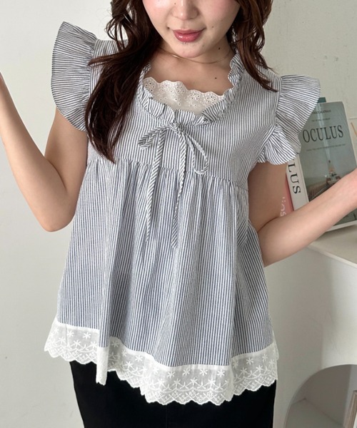 CLEA(クレア)の「レイヤードフリルブラウス(Tシャツ/カットソー・レディース・ピンク/その他4/その他1/ライトブルー/ホワイト/アイボリー/その他2/その他3・FREE)」の7枚目の写真