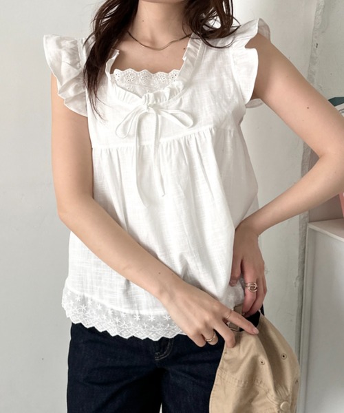 CLEA(クレア)の「レイヤードフリルブラウス(Tシャツ/カットソー・レディース・ピンク/その他4/その他1/ライトブルー/ホワイト/アイボリー/その他2/その他3・FREE)」の2枚目の写真