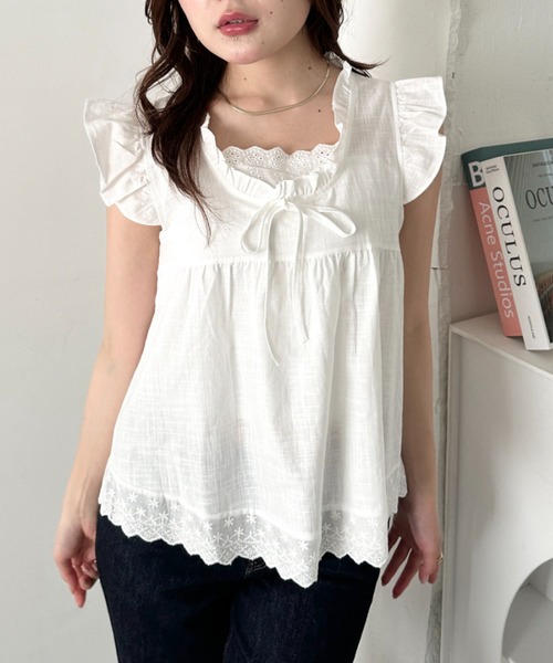 CLEA(クレア)の「レイヤードフリルブラウス(Tシャツ/カットソー・レディース・ピンク/その他4/その他1/ライトブルー/ホワイト/アイボリー/その他2/その他3・FREE)」の18枚目の写真