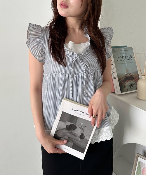 CLEA(クレア)の「レイヤードフリルブラウス(Tシャツ/カットソー・レディース・ピンク/その他4/その他1/ライトブルー/ホワイト/アイボリー/その他2/その他3・FREE)」の9枚目の写真