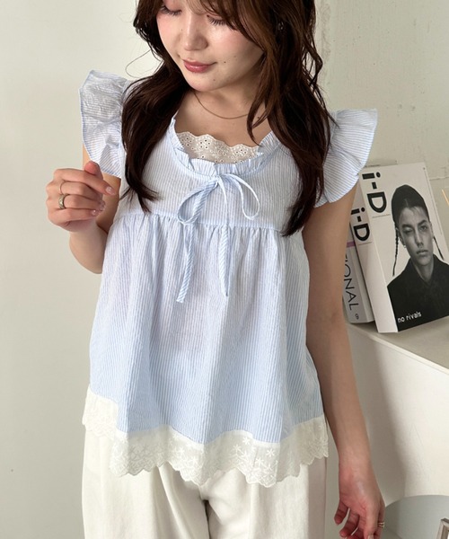 CLEA(クレア)の「レイヤードフリルブラウス(Tシャツ/カットソー・レディース・ピンク/その他4/その他1/ライトブルー/ホワイト/アイボリー/その他2/その他3・FREE)」の11枚目の写真