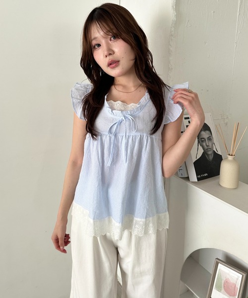 CLEA(クレア)の「レイヤードフリルブラウス(Tシャツ/カットソー・レディース・ピンク/その他4/その他1/ライトブルー/ホワイト/アイボリー/その他2/その他3・FREE)」の12枚目の写真