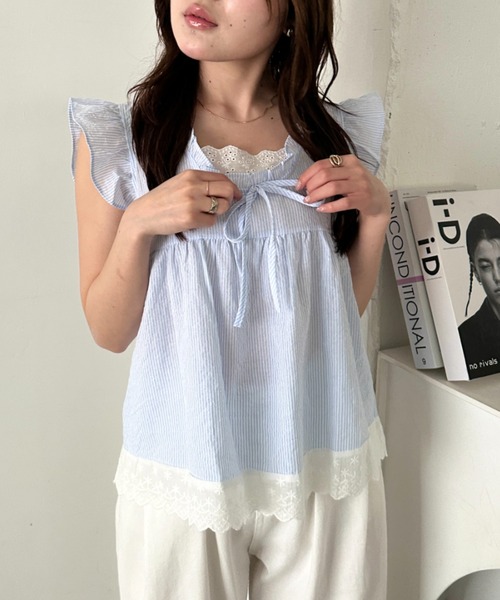 CLEA(クレア)の「レイヤードフリルブラウス(Tシャツ/カットソー・レディース・ピンク/その他4/その他1/ライトブルー/ホワイト/アイボリー/その他2/その他3・FREE)」の13枚目の写真