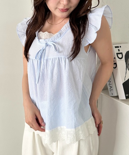 CLEA(クレア)の「レイヤードフリルブラウス(Tシャツ/カットソー・レディース・ピンク/その他4/その他1/ライトブルー/ホワイト/アイボリー/その他2/その他3・FREE)」の14枚目の写真