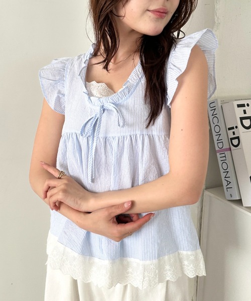 CLEA(クレア)の「レイヤードフリルブラウス(Tシャツ/カットソー・レディース・ピンク/その他4/その他1/ライトブルー/ホワイト/アイボリー/その他2/その他3・FREE)」の15枚目の写真