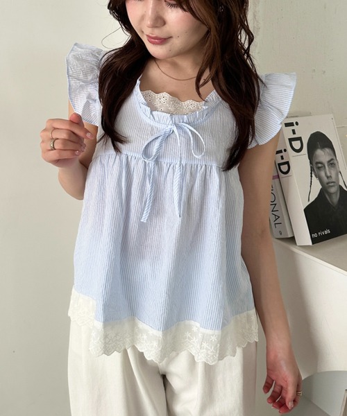 CLEA(クレア)の「レイヤードフリルブラウス(Tシャツ/カットソー・レディース・ピンク/その他4/その他1/ライトブルー/ホワイト/アイボリー/その他2/その他3・FREE)」の10枚目の写真